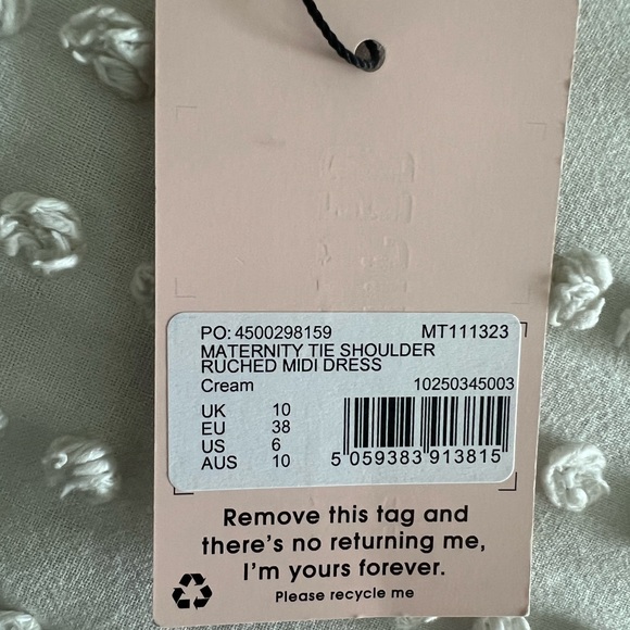 Maternity tie shoulder ruched midi dress - Picture 5 of 7